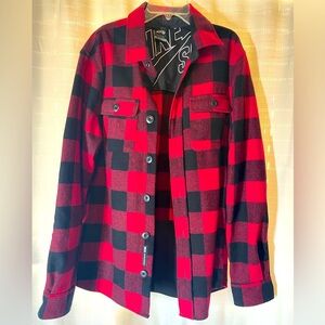 Nike SB Mens Buffalo Plaid Wool Blend Shirt Jacket Large Red Black